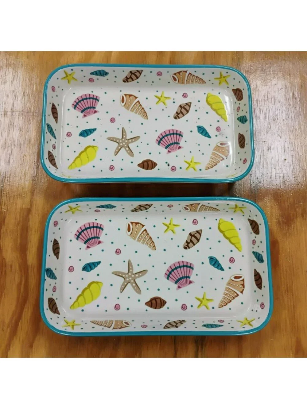 Temp-Tations Set Of 2 Coastal Rectangular Baking Dishes 0.75-Qt Beach Shell